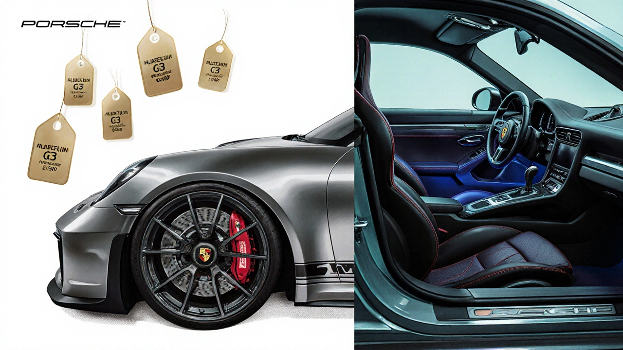 Imagen del GT3 Touring con paquete Performance, llantas de 20&quot; y asientos de cuero rojo.
