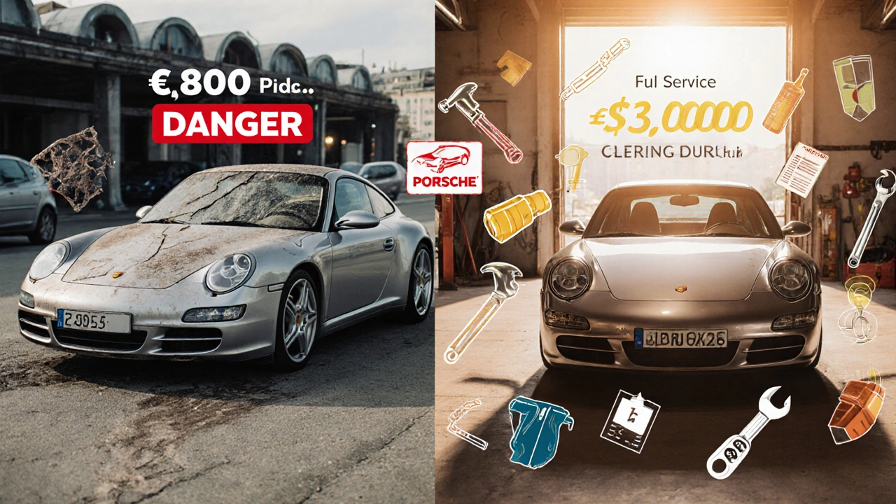 Comparación conceptual: un 911 descuidado frente a uno bien mantenido.