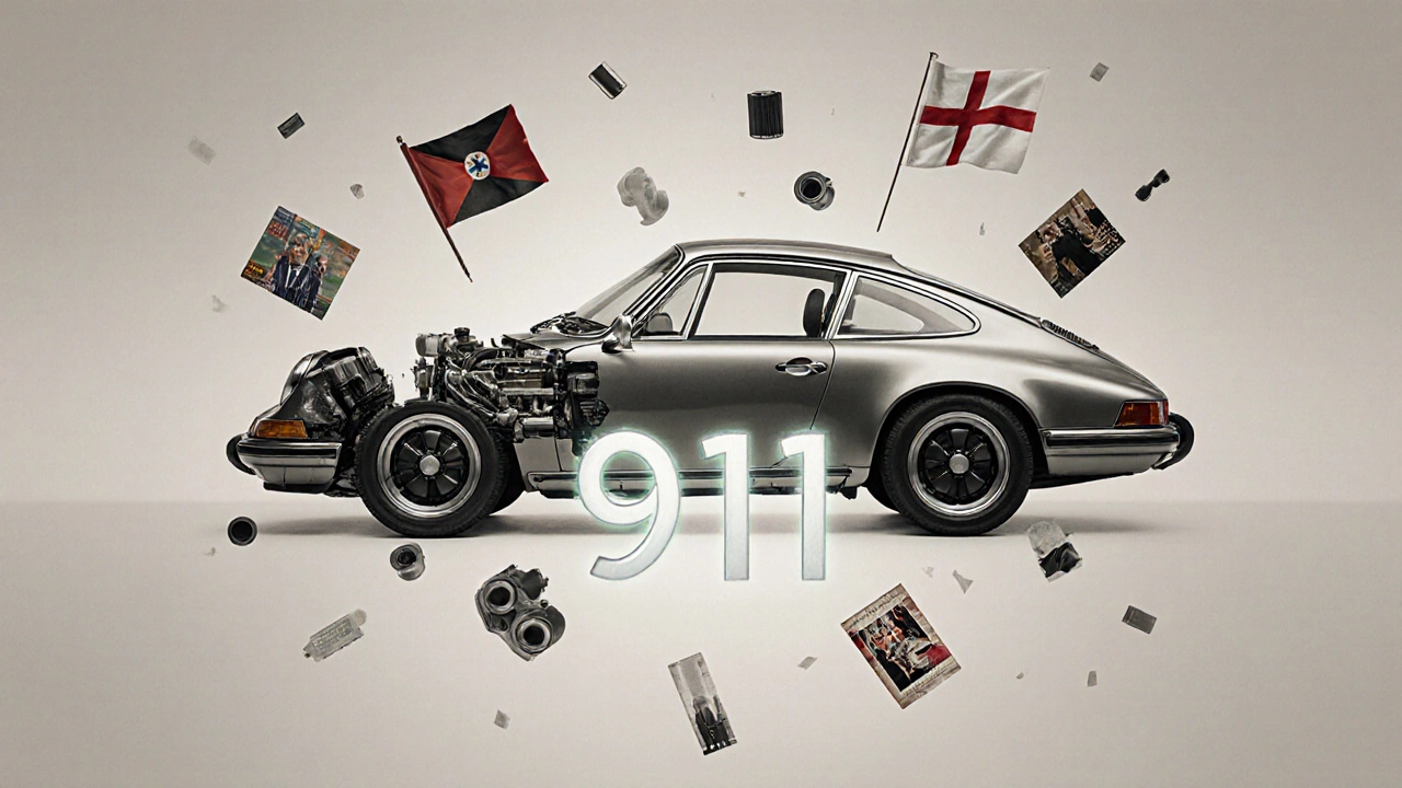 Ilustración conceptual del Porsche 911 evolucionando a través de seis décadas sin perder su silueta distintiva.