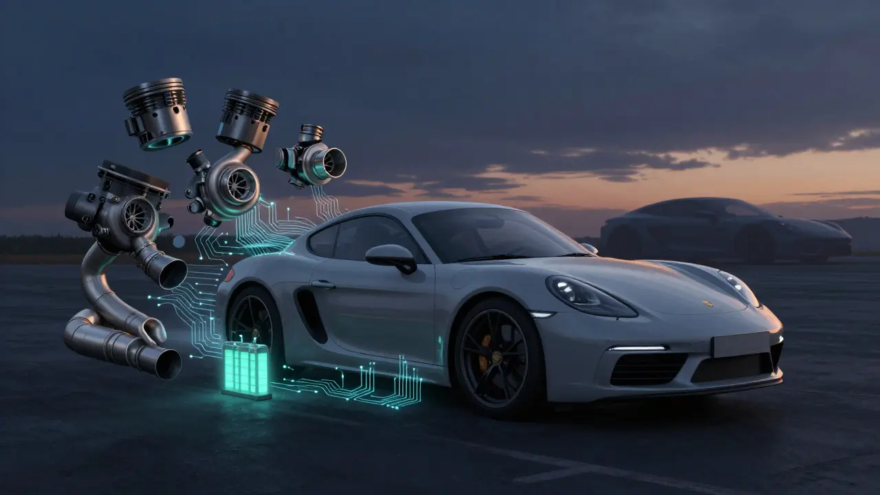 Porsche 718 Cayman 2026 como último modelo de combustión, transformándose en eléctrico.
