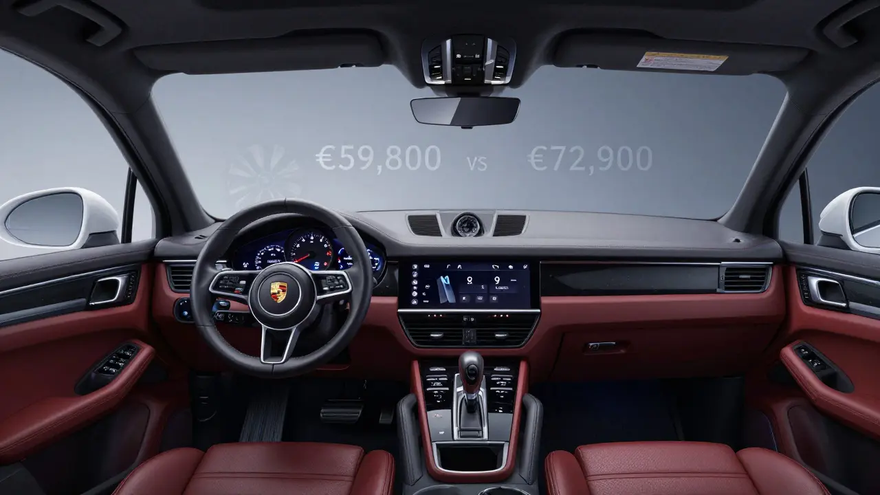 Vista comparativa de los interiores del Porsche Macan y Cayenne, con diferencias en equipamiento y consumo de combustible.